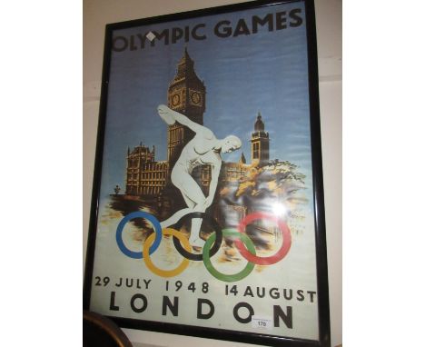 1948 London Olympic Games re-print poster, framed 