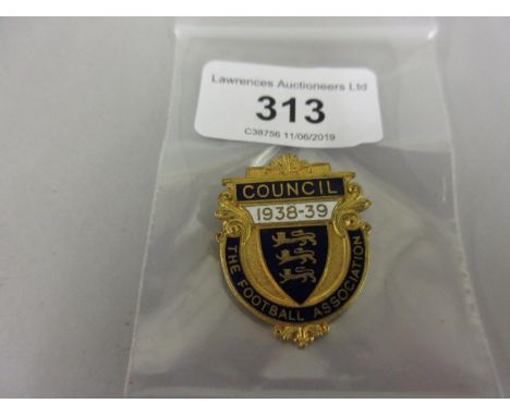 9ct Gold and enamel Football Association Council badge, season 1938 / 39 