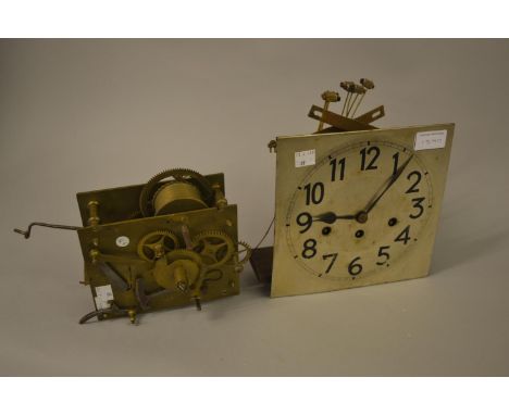 19th Century four pillar longcase clock movement with anchor escapement together with a 1930's three train clock movement 