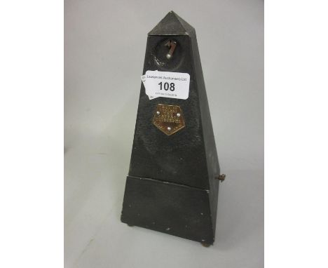 Black toleware metronome, ' The Mayfair ' by A.W. and Co. 