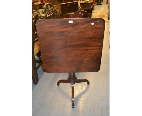 19th Century mahogany square topped pedestal tilt-top table 