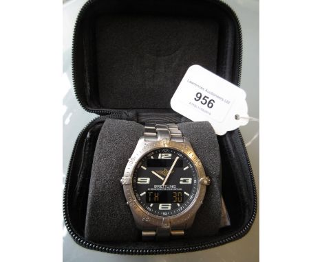 Gentleman's Breitling brushed titanium cased chronomometer Aerospace wristwatch, the circular dial with Arabic numerals and a