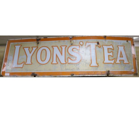 A large Lyon's Tea enamel sign