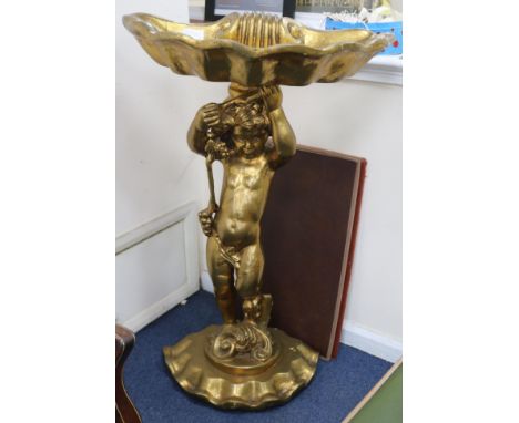 A gilt Putto planter