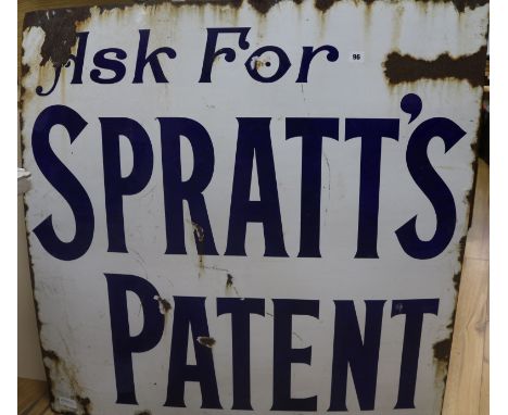 A large Ask For Spratts enamel sign