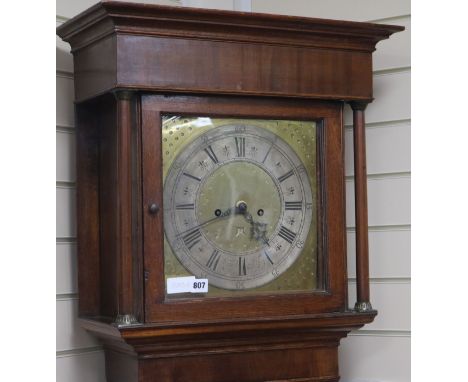 A George III inlaid oak eight day longcase clock, dial signed Richard Sith? Wigton H.200cm