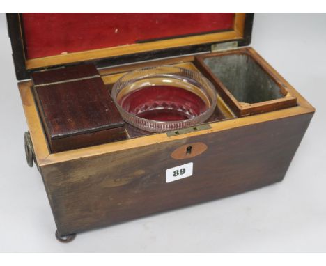 A parquetry box and a Georgian caddy