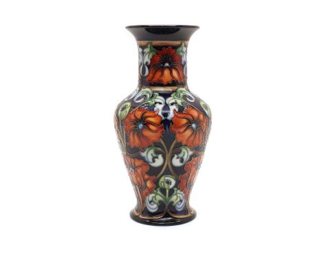 A Moorcroft pottery ‘Tapestry of Colour’ pattern trial vase, of shouldered form with a flared neck, dated 31-07-07, 27cm high