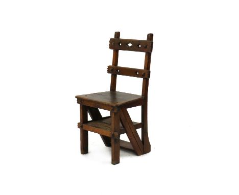 A Victorian walnut metamorphic library chair,43.5cm wide43cm deep88cm high, seat 43cmCondition report: With knocks and wear, 