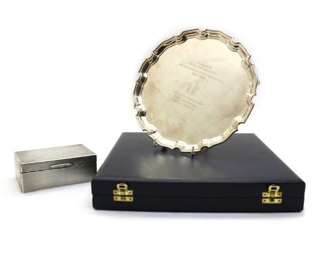 A cased Elizabeth II silver salver,by C J Vander, Sheffield, 1991, in the George II-style, with presentation engraving and pi