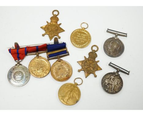 Two First World War medal groups; a group awarded to Private P.N. Lavers, City of London Yeomanry, comprising three City of L
