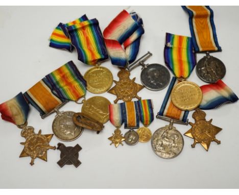 Three First World War medal trios awarded to; Pte. W.C. Belfrage 3rd Canadian MTD Rifles, Cpl. R.W. Wells R.F.A. and Pte. F.G