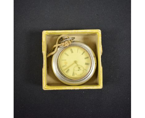 A Victorian silver openface pocket watch, white enamel dial, Roman numerals, subsidiary seconds, key wind movement, signed ne