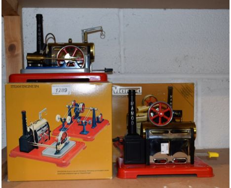 Mamod  - a SP4 stationary steam engine;  another SP2, both boxed (2)