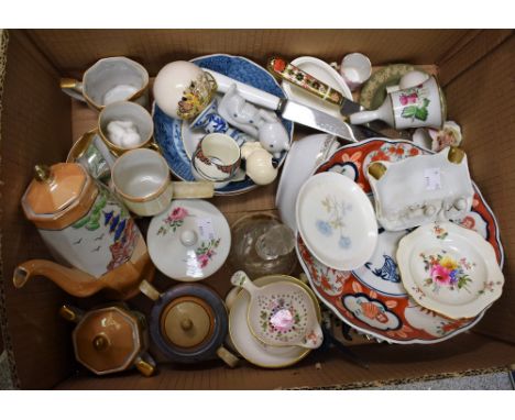Ceramics - a Royal Crown Derby Posies tea strainer and dish; others, 1128 hafted knife, etc; an early 20th century Japanese e