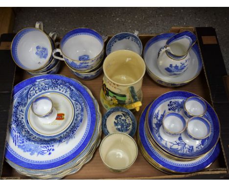 Ceramics- Spode teaware, Crown Devon Fieldings Widdicombe Fair musical jug, commemorative beaker, etc