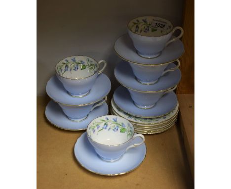 A Shelley Harebell tea set, comprising six cups and saucers, six side plates