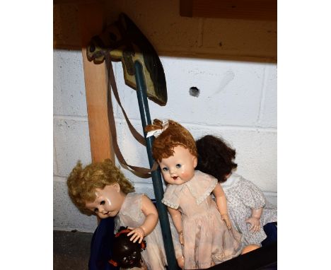 Dolls - a Pedigree plastic talking Dolly, light brown hair, open mouth, sleeping eyes; others similar; etc; a hobby horse (6)