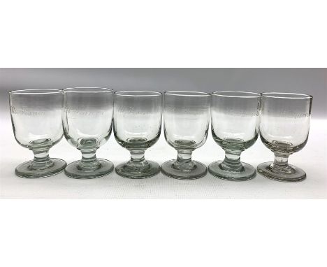 Set of six 19th century glass rummers each inscribed 'M Pearson' H13cm