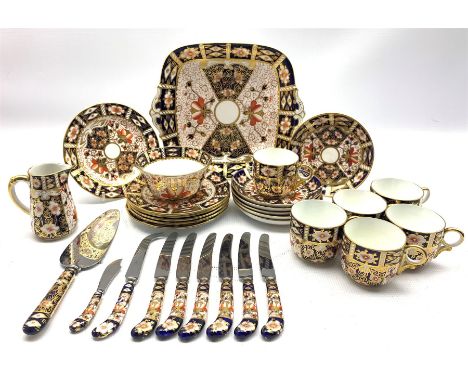 Royal Crown Derby Duesbury pattern tea set Patt. 2451 comprising six cups and saucers, six plates, bread and butter plate, mi