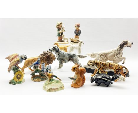 Royal Doulton English Setter HN1050, group of Beswick figures including 'The Setter', Squirrel no. 1009, Pheasant pin dish, L