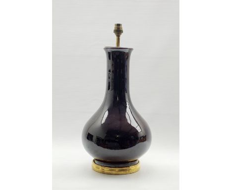 Chinese design sang de boeuf table lamp on gilt base H41cm excluding fitting