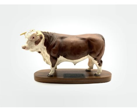 Beswick model of a Hereford bull on wooden plinth from the Connoisseur series,  model A2542A