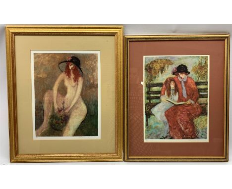 Barbara A Wood (American Contemporary): Mother and Child, limited edition print signed in pencil 654/825 together with anothe
