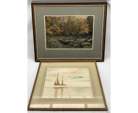 H T M Craig (British contemporary): 'Penkiln Burn Autumn' pastel signed together with English School (20th century): Sailing 