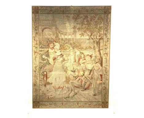 19th century tapestry panel with classical figures in a romantic landscape 197cm x 157cm