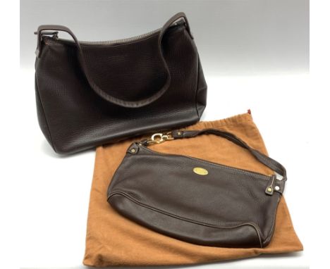 Loewe brown leather handbag with dustbag, together with a Celine brown leather handbag (2)