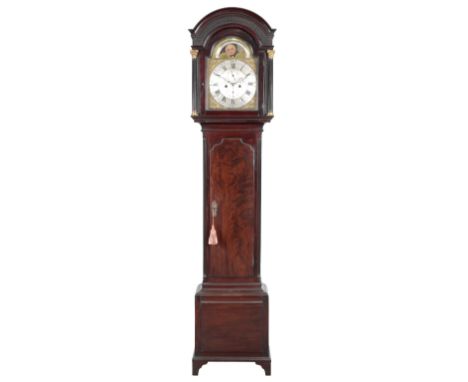A GEORGE III MAHOGANY LONGCASE CLOCK BY THOMAS WALLACE OF BRAMPTON the eight day two train movement striking on a bell, the s