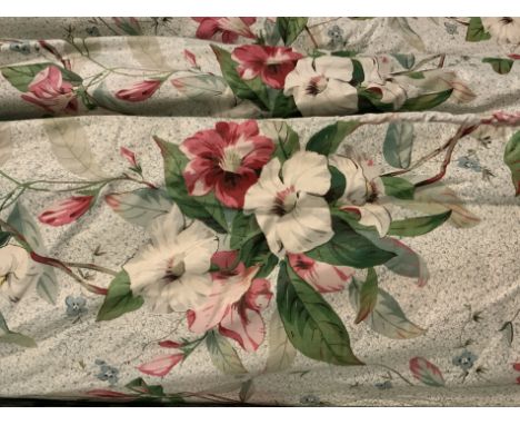 CURTAINS; COMPRISING THREE PAIRS (5)Each curtain 80cm wide; 215cm long, another larger pair 110cm wide; 215cm high, and a lar