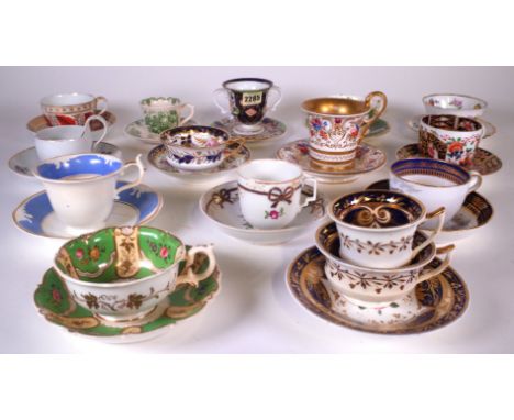 CERAMICS, MOSTLY 19TH CENTURY AND LATER CUPS AND SAUCERS (QTY)Including Coalport, Davenport, Spode and sundryWe advice viewin