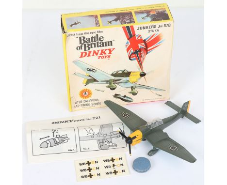 Dinky Toys 721 Direct From The Epic Film “Battle of Britain” 721 German Junkers Ju 87B Stuka with dropping cap firing bomb! w