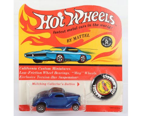 Hot Wheels Redline By Mattel 6253 Classic ’36 Ford Coupe, spectraflame blue, window clear, black interior, metal collector’s 