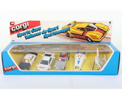 Corgi Juniors 3116 Crimefighters Export 5 piece Gift Set, circa 1982, Buick Police Car from “Starsky & Hutch” James Bond Lotu