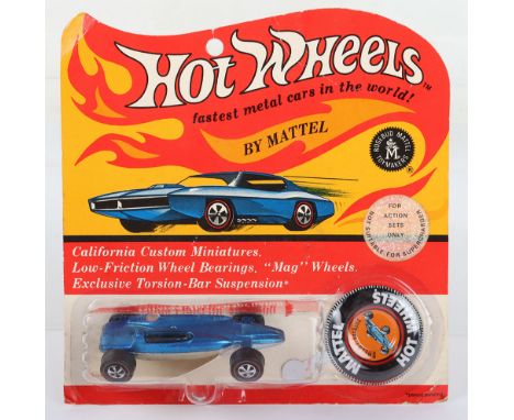 Hot Wheels Redline By Mattel 6265 Shelby Turbine, spectraflame blue, with decal sheet, metal collector’s button, in mint orig