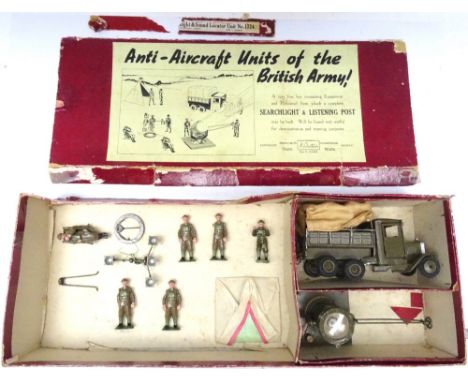 Britains RARE set 1724 Anti-Aircraft Units of the British Army in original illustrated box with Sound Locator (swivel loose),
