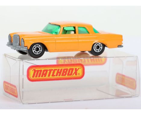 Matchbox Superfast MB-36 Mercedes 300SE Pre Production Colour Trail, orange body, with cast shut doors and boot, dark green w