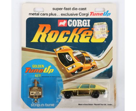 Corgi Rockets 901 Aston Martin DB6, gold plated body, yellow interior, with golden tune up key, in mint original condition, h