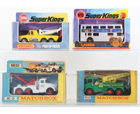 Three Matchbox Lesney Wreck Trucks, K-2 King Size Scammell Heavy Wreck Truck, white body, red jib/wheel hubs ‘Esso’ K-11 Supe