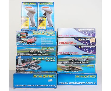 Scalextric Digital boxed track and accessories, C8514 Ultimate track extension pack, C8512 Track extension pack 3, C7015 Pit 