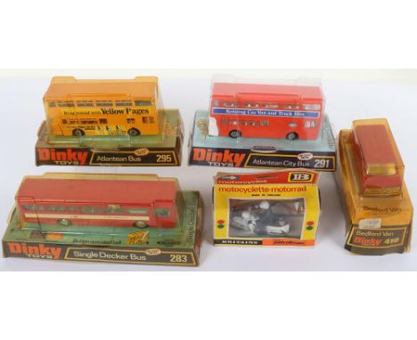 Dinky Toys Buses, 283 Single Decker Bus, red body ‘Red Arrow’ automatic opening doors, button operated bell, vintage Avon Spo