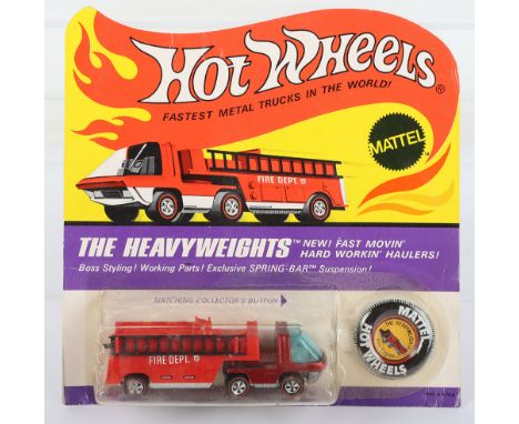 Hot Wheels Redline By Mattel 6454 Fire Engine, spectraflame red, white interior,plastic trailer, black ladder, with  metal co