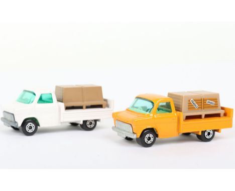 Matchbox Superfast MB-66 Ford Transit Pick Up Pre Production Colour Trial, white body,  dark green windows, interior, unpaint