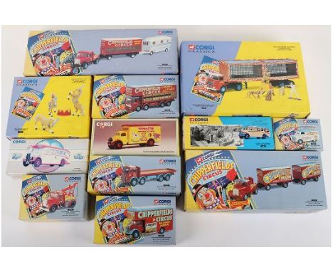 Corgi Classics Chipperfields Circus Models, 31901, 96905,97092, 97885, 97886, 97896, 97915, 97957, 11201, plus two OB coaches
