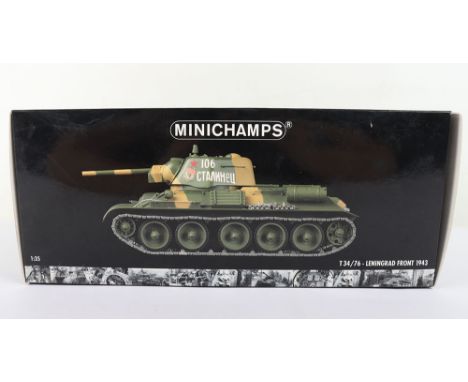 Minichamps Boxed 1:35 scale T34/76. Leningrad Front 1943 Tank, model is in mint condition, some age wear on box.