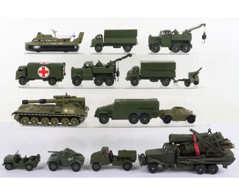 Dinky Toys Military Models, 290 SRN6 Hovercraft, 2 x 621 Bedford Army wagons (one with windows) 626 Military Ambulance, 649 A