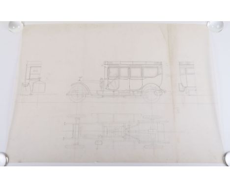 Original 9041 Corgi Toys/Mettoy 1912 Rolls Royce Silver Ghost Factory Pencil Drawing transparency, in very good rolled condit